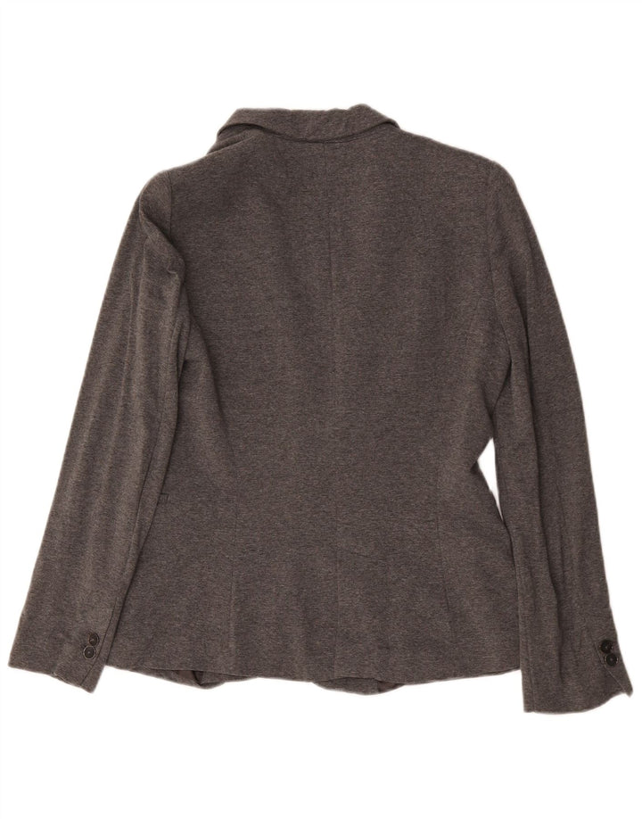 Zara Damen 1-Knopf-Blazerjacke UK 14 Mittelgraues Acetat