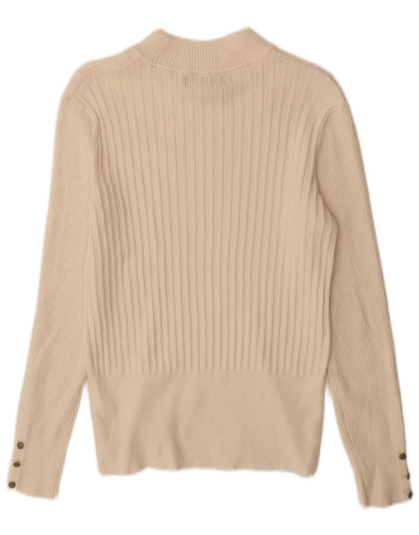 Marks & Spencer Damen-Pullover mit Rollkragen, Gr. 12, mittelgrau, gebrochenes Weiß