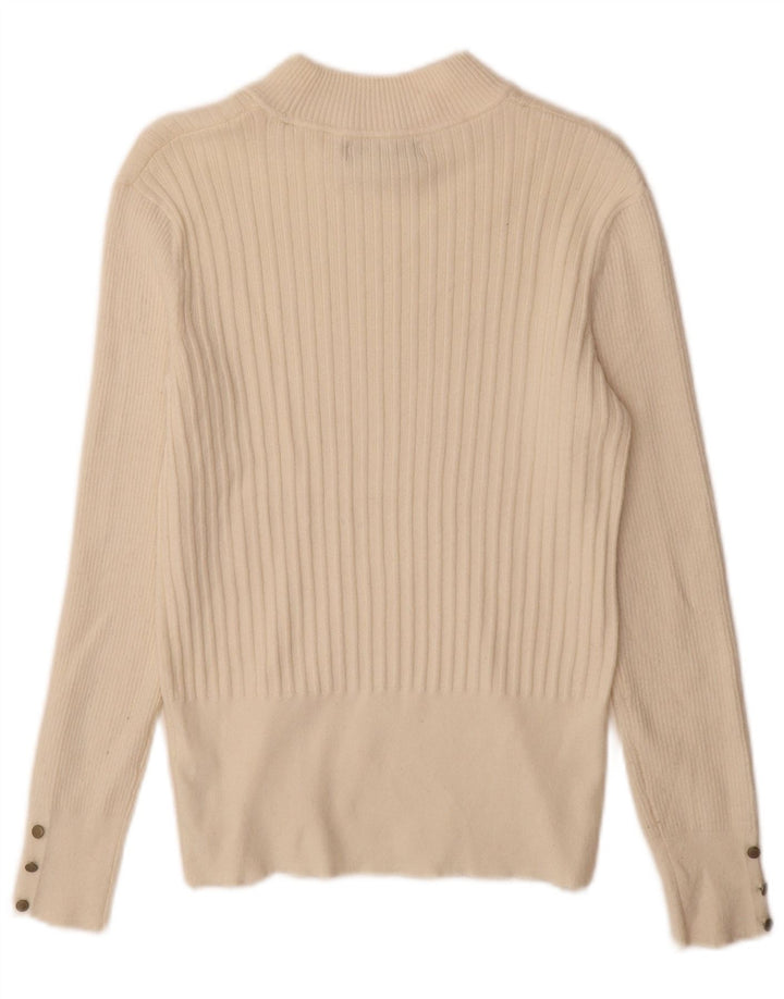Marks & Spencer Damen-Pullover mit Rollkragen, Gr. 12, mittelgrau, gebrochenes Weiß
