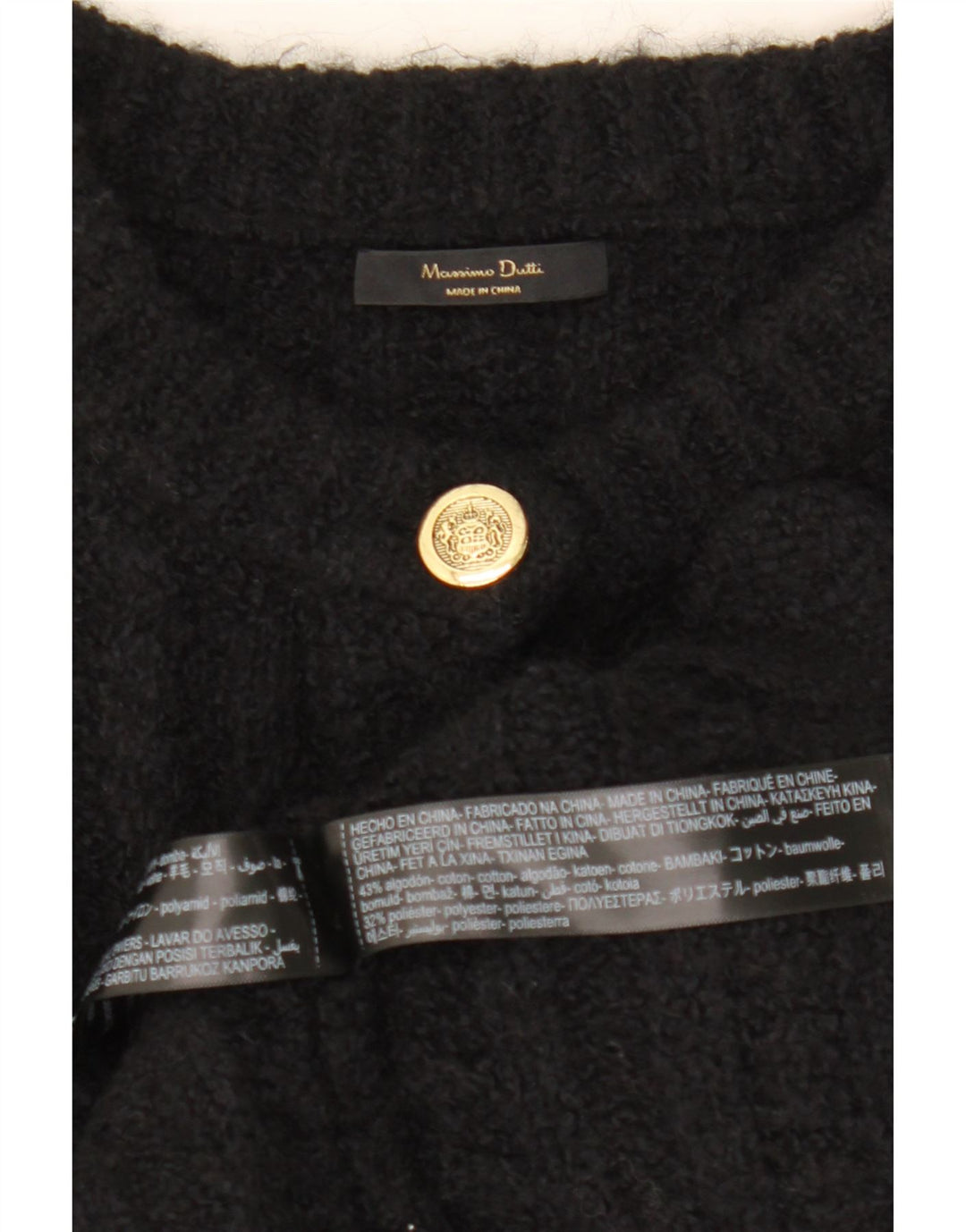 Massimo Dutti Damen Crop Oversized Cardigan Pullover UK 10 Small Schwarz