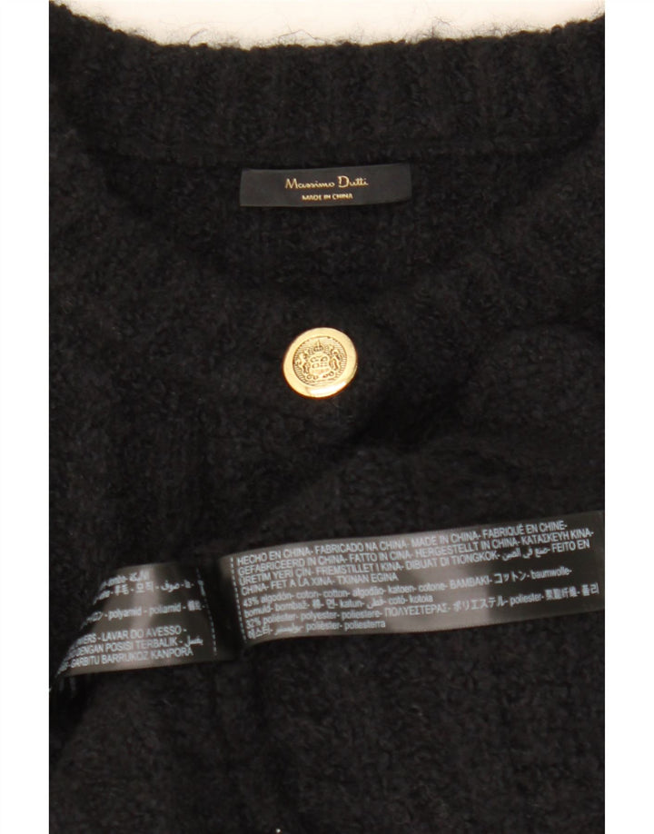Massimo Dutti Damen Crop Oversized Cardigan Pullover UK 10 Small Schwarz