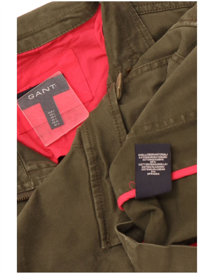 Gant Damen Utility-Jacke UK 14 Large Khaki Baumwolle