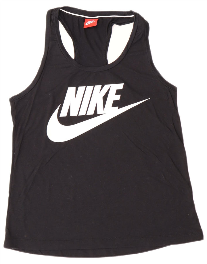 NIKE Damen Graphic Vest Top UK 10 Small Schwarz