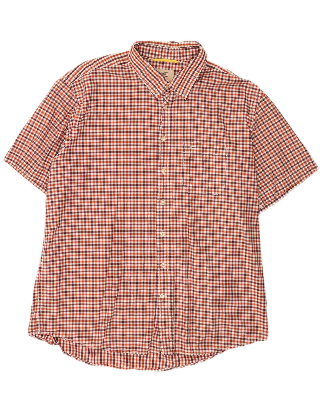 Camel Active Herren-Hemd, kurzärmelig, reguläre Passform, 2XL, rotes Gingham-Baumwolle