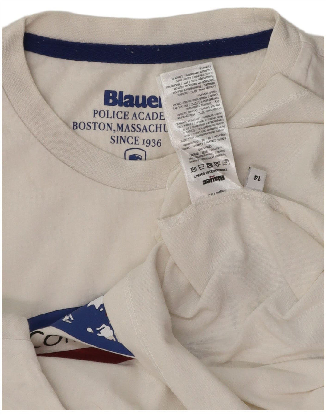 BLAUER Jungen-T-Shirt mit Grafik, 13–14 Jahre, weiße Baumwolle