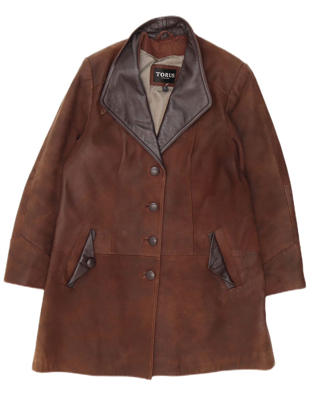 Torus Damen Ledermantel UK 12 Mittelbraun
