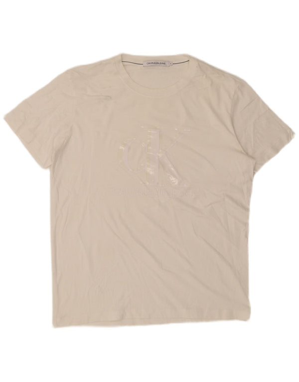 Calvin Klein Jeans Herren Grafik T-Shirt Top XL Weiß
