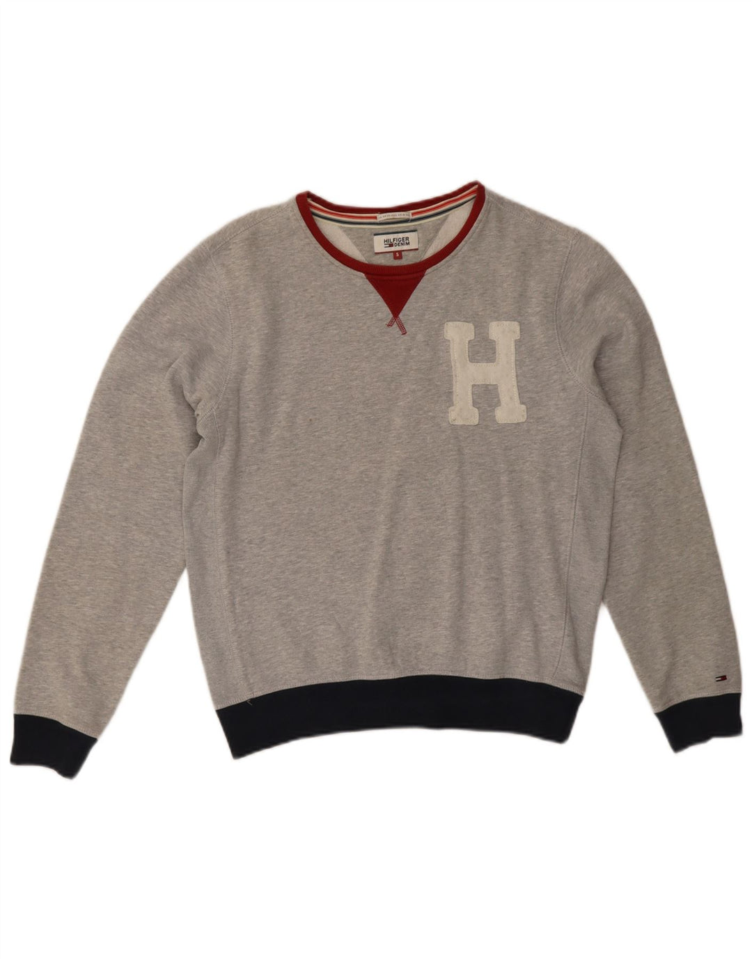Tommy Hilfiger Damen Grafik-Sweatshirt-Pullover UK 10 Small Grau