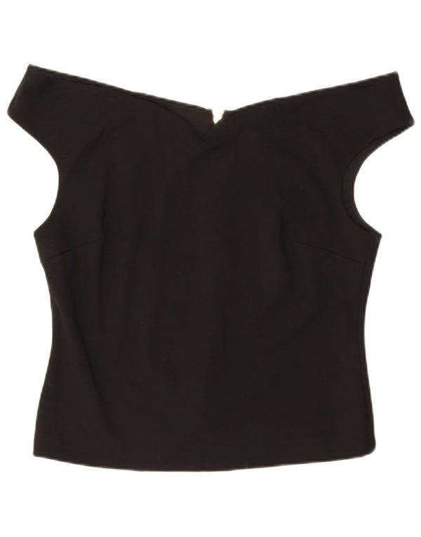 Ted Baker Damen Crop Off Shoulder Top Größe 5 XL Schwarze Viskose