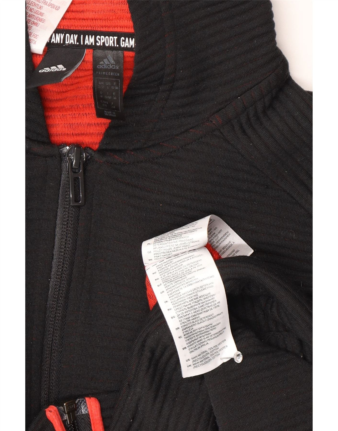 Adidas Jungen Kapuzenpullover mit Reißverschluss, 13–14 Jahre, schwarzes Polyester
