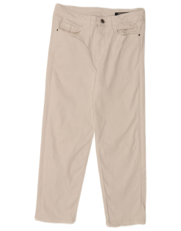 Marks & Spencer Damen-Cropped-Jeans UK 12 Medium W28 L23 Weiße Baumwolle