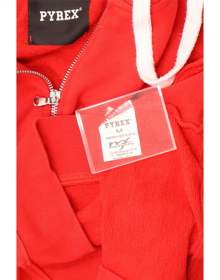 Pyrex Womens Graphic Zip Hoodie Sweater UK 14 Mittelrote Baumwolle