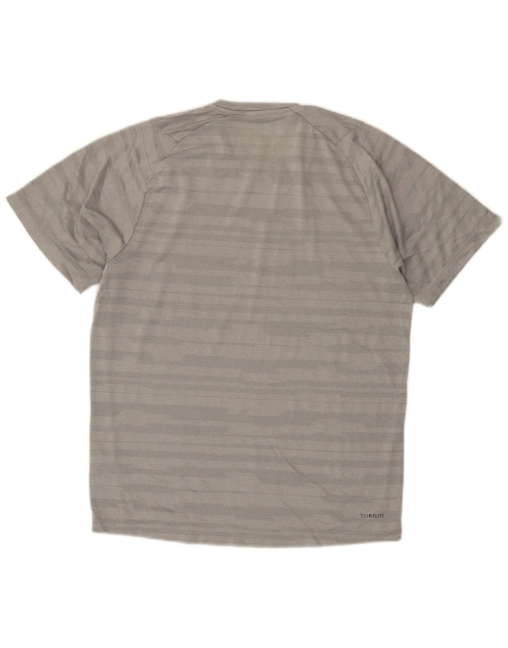 Adidas Herren Climalite T-Shirt Top Small Grau gestreift Polyester