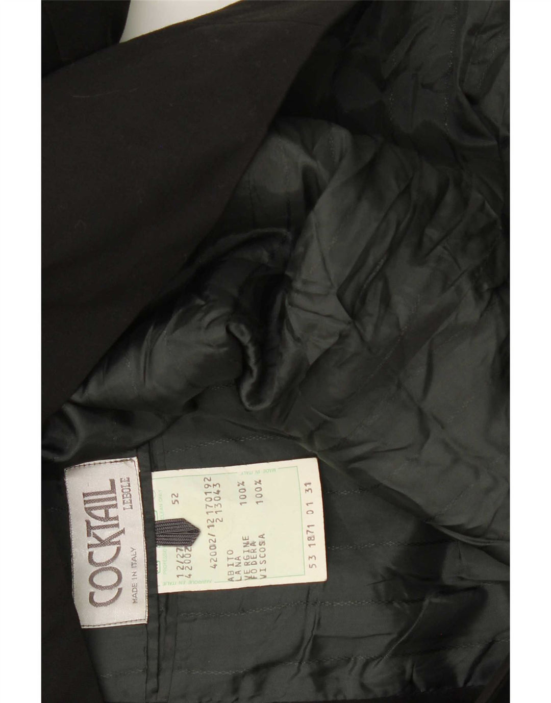 Lebole Herren Zweireihiger Blazer IT 52 XL Schwarze Schurwolle