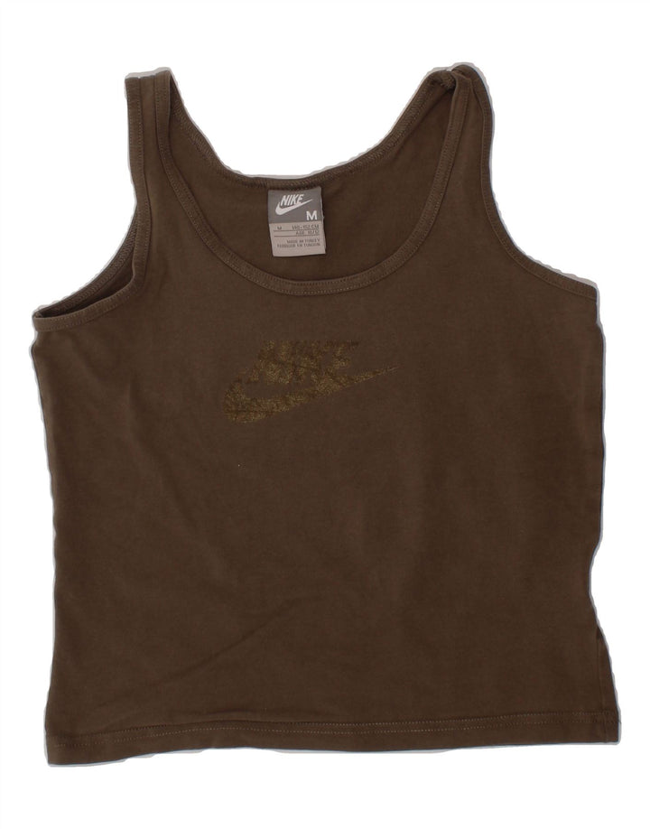 NIKE Girls Graphic Vest Top 10-11 Years Medium Brown Cotton Vintage Nike and Second-Hand Nike from Messina Hembry 