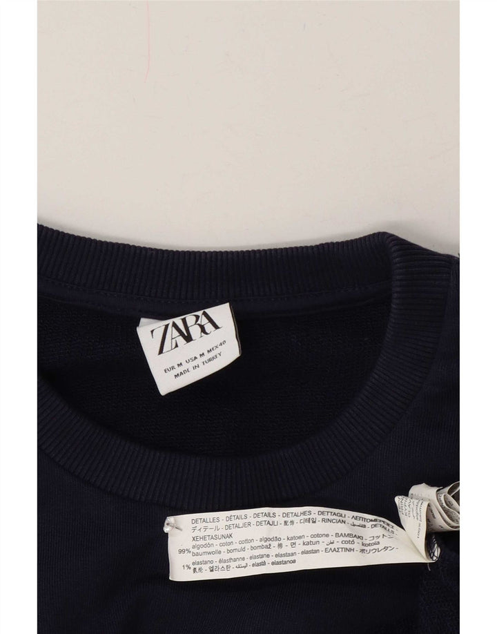 Zara Herren-Sweatshirt mit Grafik, mittelgroß, marineblau, Colourblock-Baumwolle