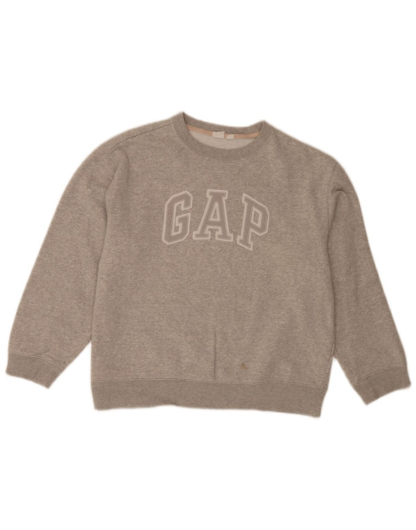 Gap Womens Graphic Loose Fit Sweatshirt Pullover UK 14 Mittelgraue Baumwolle