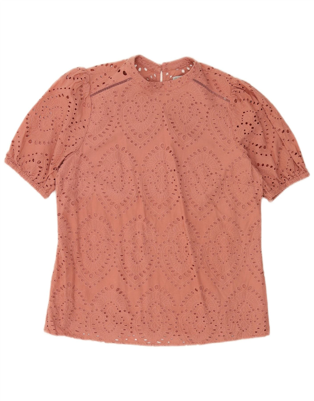 Oasis Damen-Blusenoberteil UK 12 Mittelrosa Paisley-Baumwolle