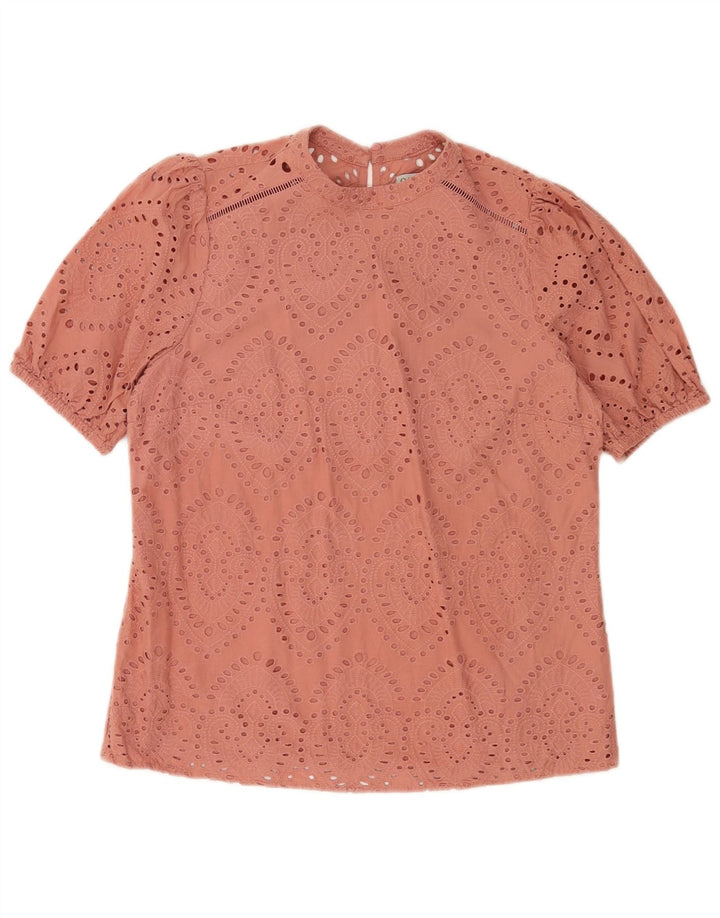 Oasis Damen-Blusenoberteil UK 12 Mittelrosa Paisley-Baumwolle