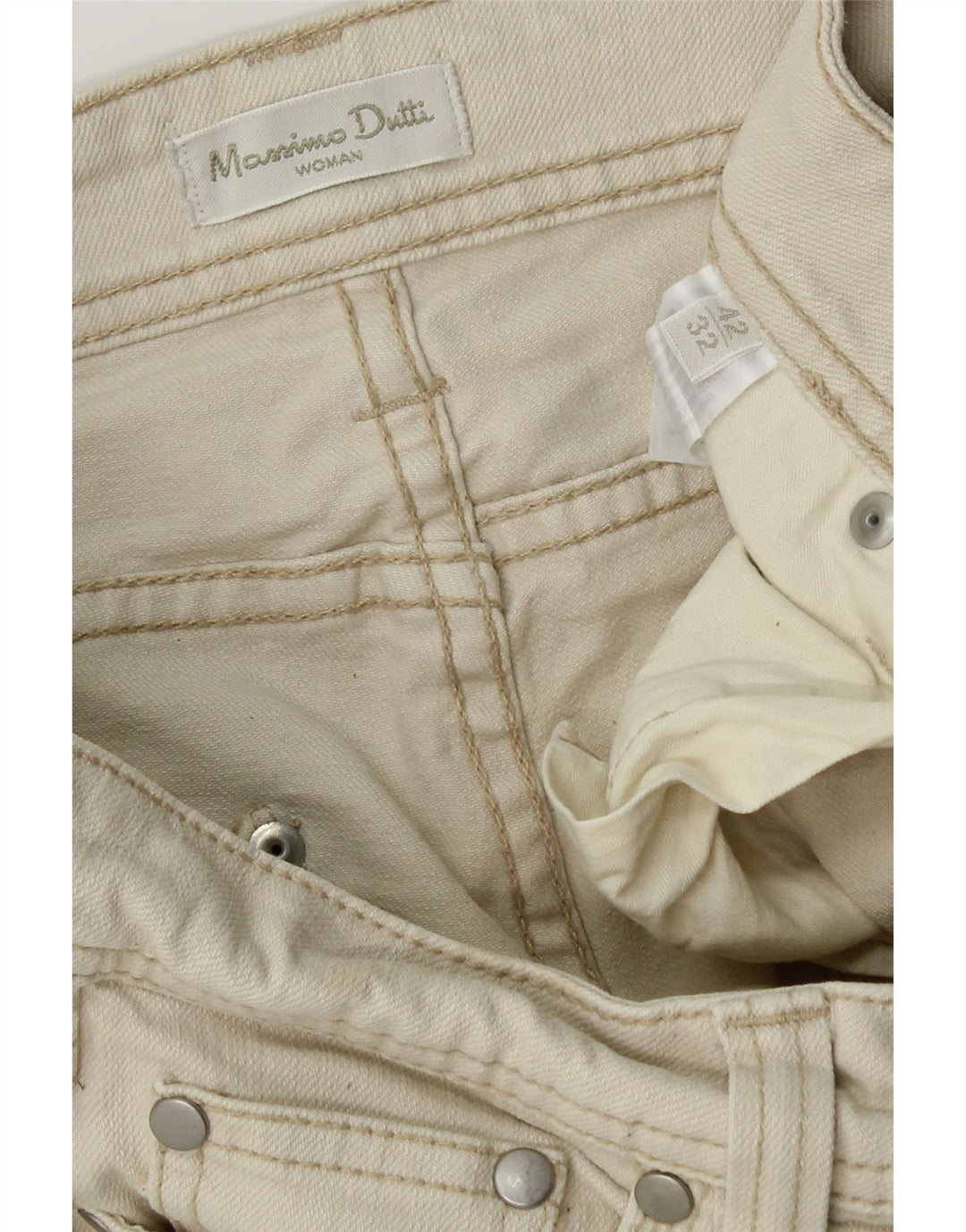 MASSIMO DUTTI Womens Straight Jeans EU 42 Large W32 L30 Beige Cotton Vintage Massimo Dutti and Second-Hand Massimo Dutti from Messina Hembry 