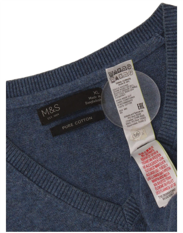 Marks & Spencer Herren Weste Tank Top XL Blau Baumwolle