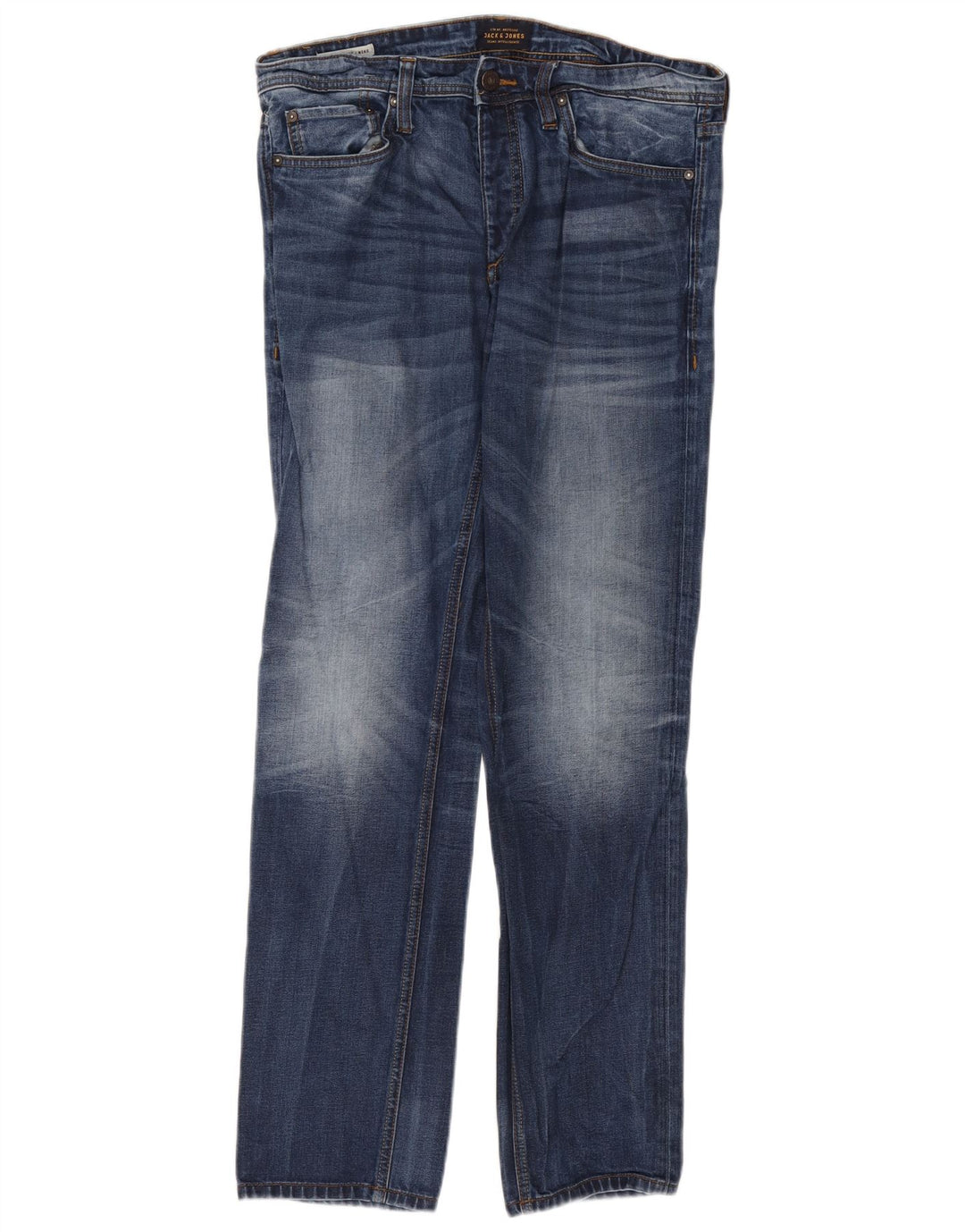 Jack & Jones Herren Mike Straight Jeans W34 L34 Blaue Baumwolle