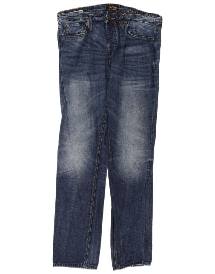 Jack & Jones Herren Mike Straight Jeans W34 L34 Blaue Baumwolle