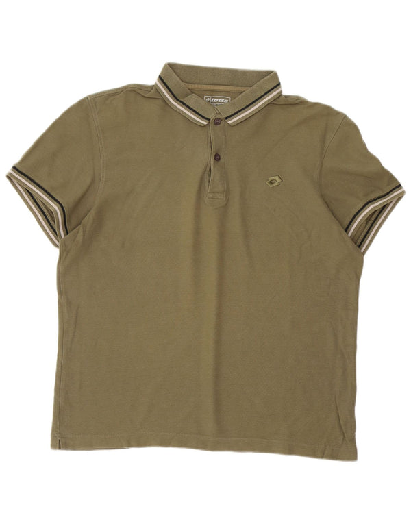 Lotto Herren-Poloshirt XL, Khaki, gestreift, Baumwolle