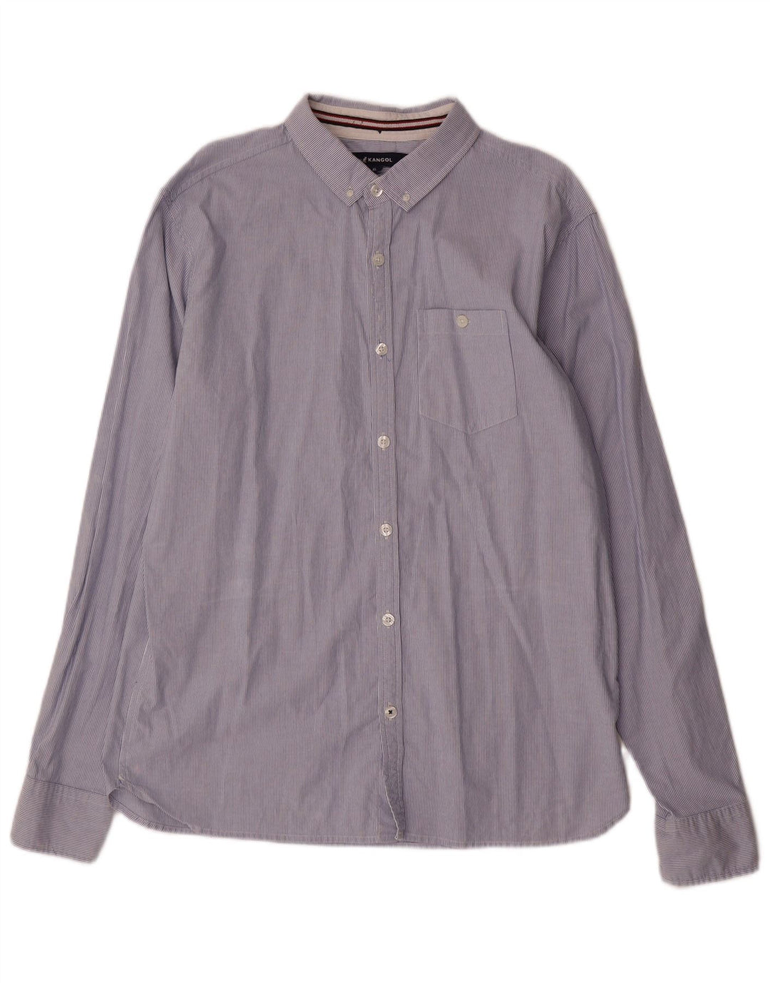 KANGOL Herrenhemd XL, blaue Nadelstreifen-Baumwolle