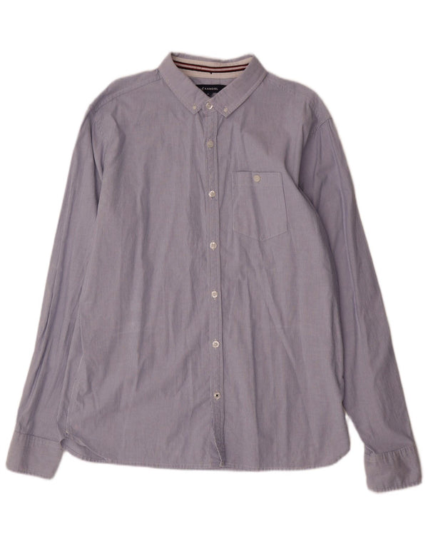 KANGOL Herrenhemd XL, blaue Nadelstreifen-Baumwolle