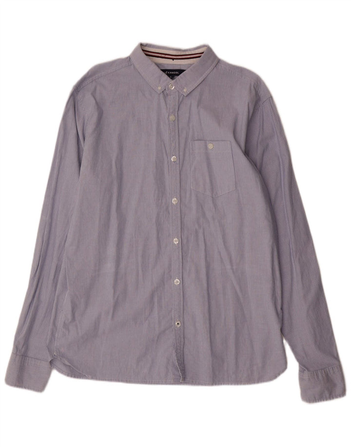 KANGOL Herrenhemd XL, blaue Nadelstreifen-Baumwolle