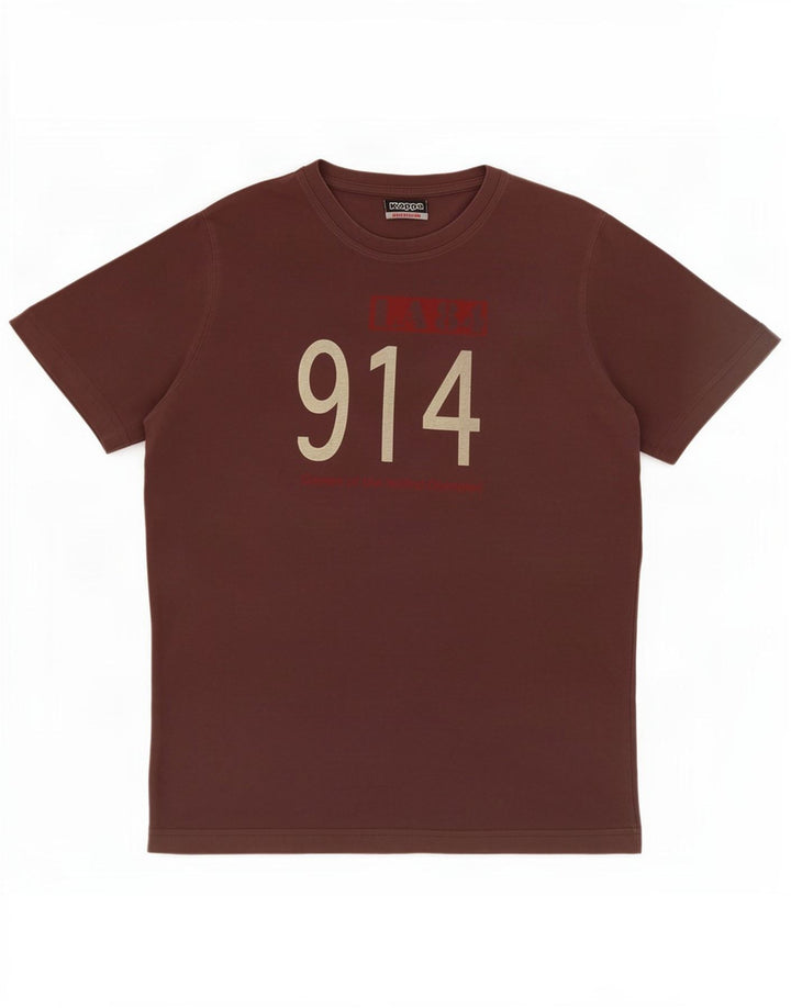 Kappa Herren Grafik-T-Shirt-Oberteil aus mittelbrauner Baumwolle