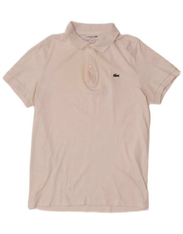 Lacoste Herren-Poloshirt mit normaler Passform, Größe 3, klein, weiße Baumwolle