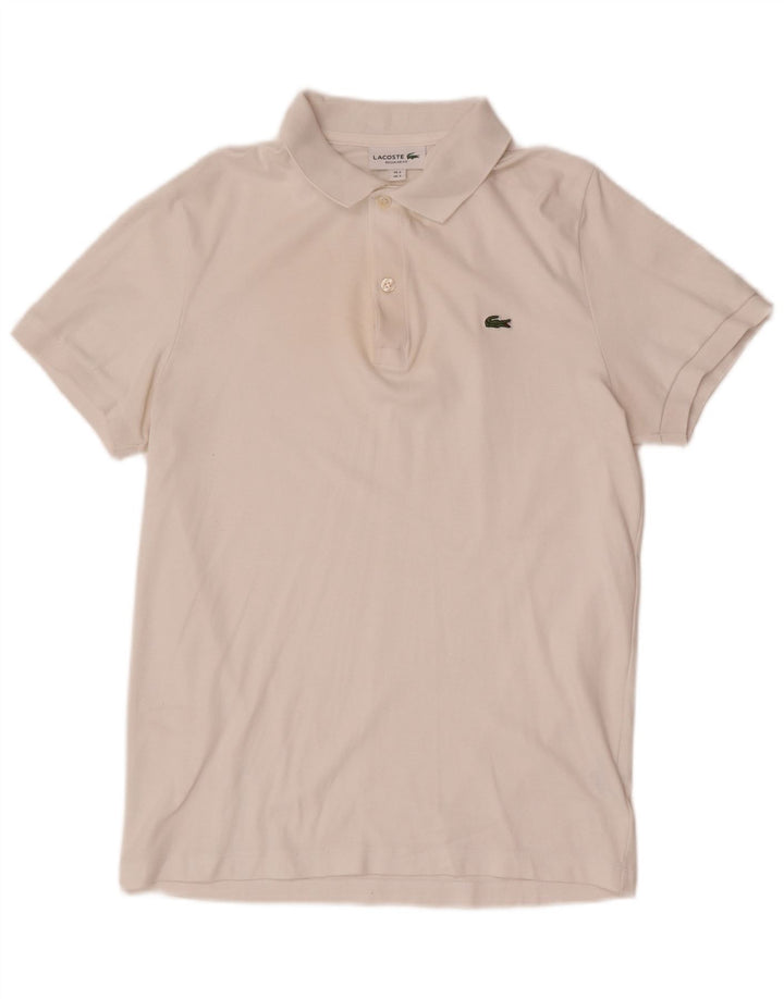 Lacoste Herren-Poloshirt mit normaler Passform, Größe 3, klein, weiße Baumwolle