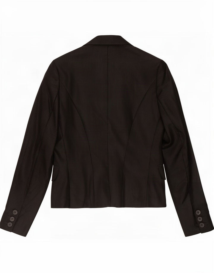 Just Cavalli Damen 1-Knopf-Blazerjacke IT 46 Große schwarze Nadelstreifenwolle