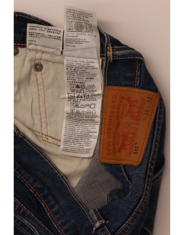 LEVI'S Damen 511 Slim Jeans W30 L32 Blaue Baumwolle