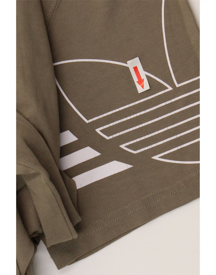 Adidas Herren Grafik-T-Shirt-Oberteil aus mittlerer Khaki-Baumwolle