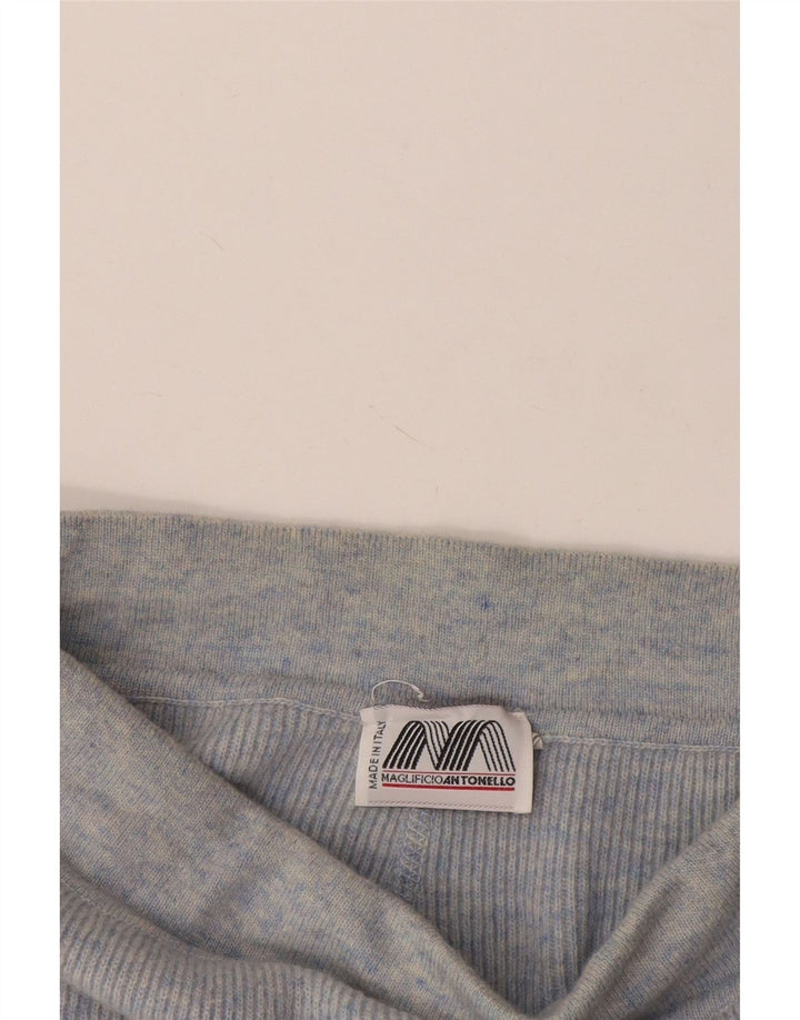 Vintage Damen Strick-Blasenrock Groß W32 Blaue Wolle
