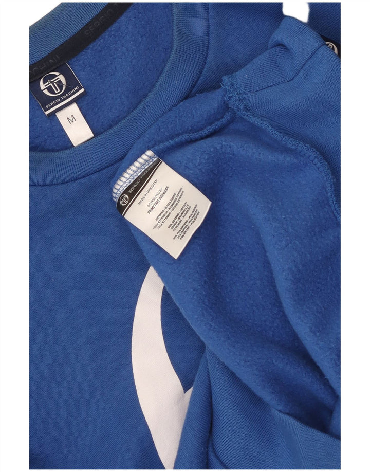Sergio Tacchini Herren Grafik-Sweatshirt-Pullover aus mittelblauer Baumwolle