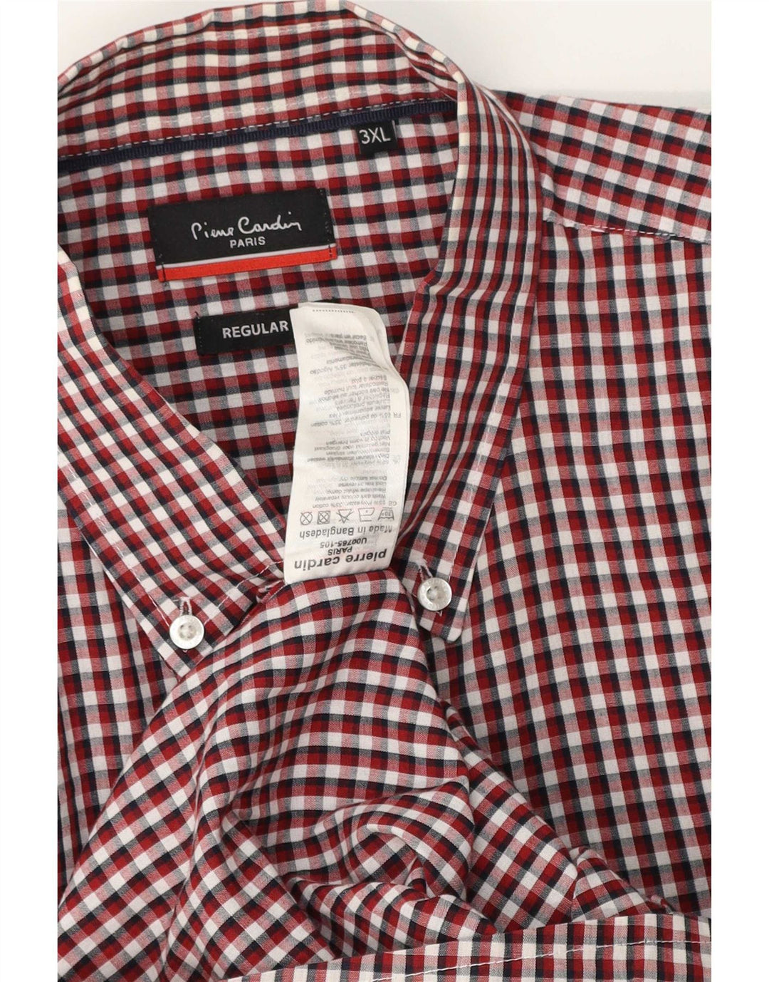 Pierre Cardin Herren-Hemd, kurzärmelig, reguläre Passform, 3XL, rot kariert, Polyester