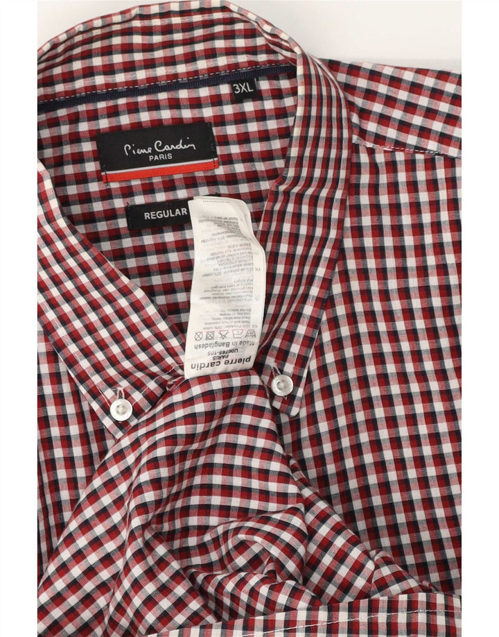 Pierre Cardin Herren-Hemd, kurzärmelig, reguläre Passform, 3XL, rot kariert, Polyester