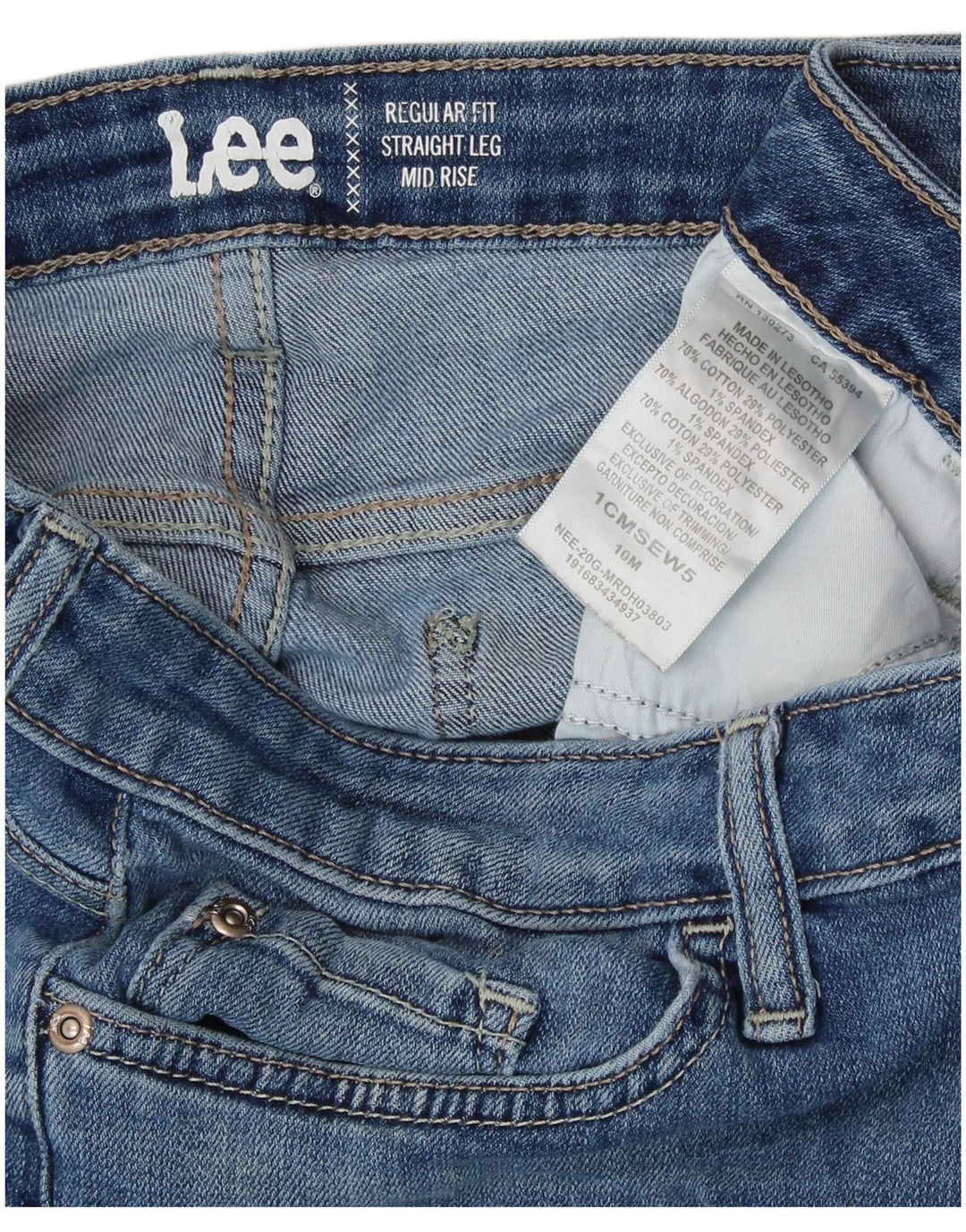LEE Damen Mid Rise Regular Fit Straight Jeans US 10 Large W32 L29 Blau