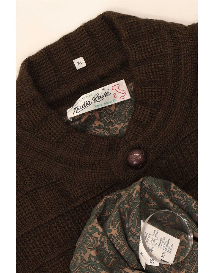 Vintage Herren Cardigan Pullover XL Khaki Alpakawolle