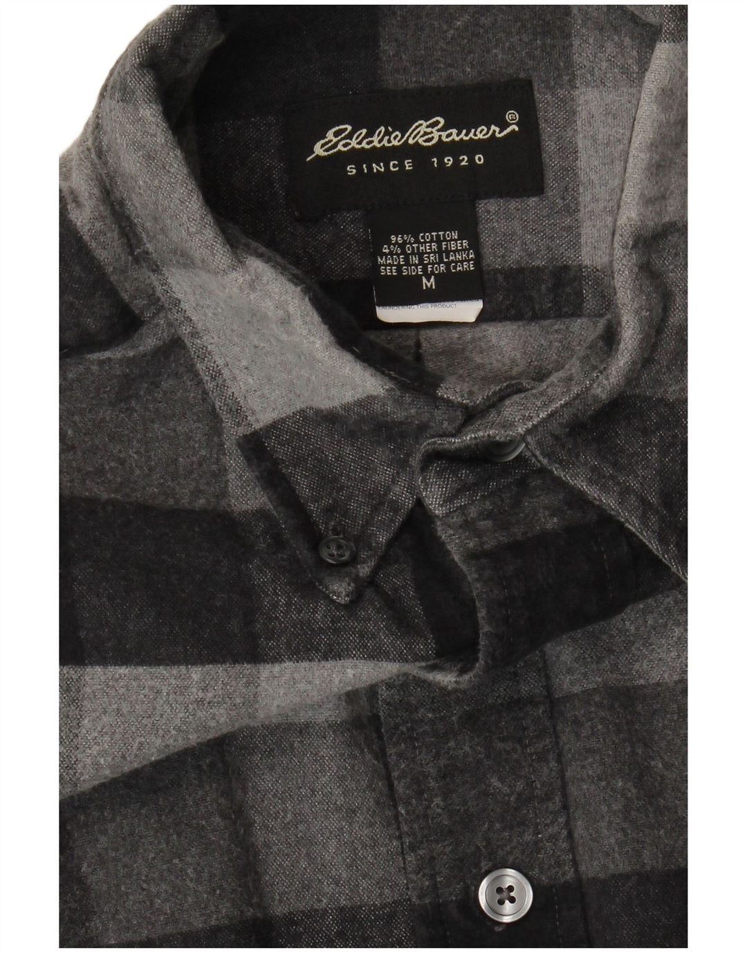 Eddie Bauer Herren-Flanellhemd aus mittelgrauer Gingham-Baumwolle