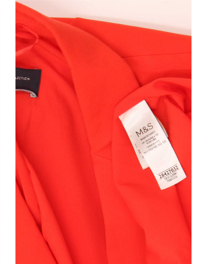 Marks & Spencer Damen 1-Knopf-Blazerjacke UK 16 Large Orange Polyester