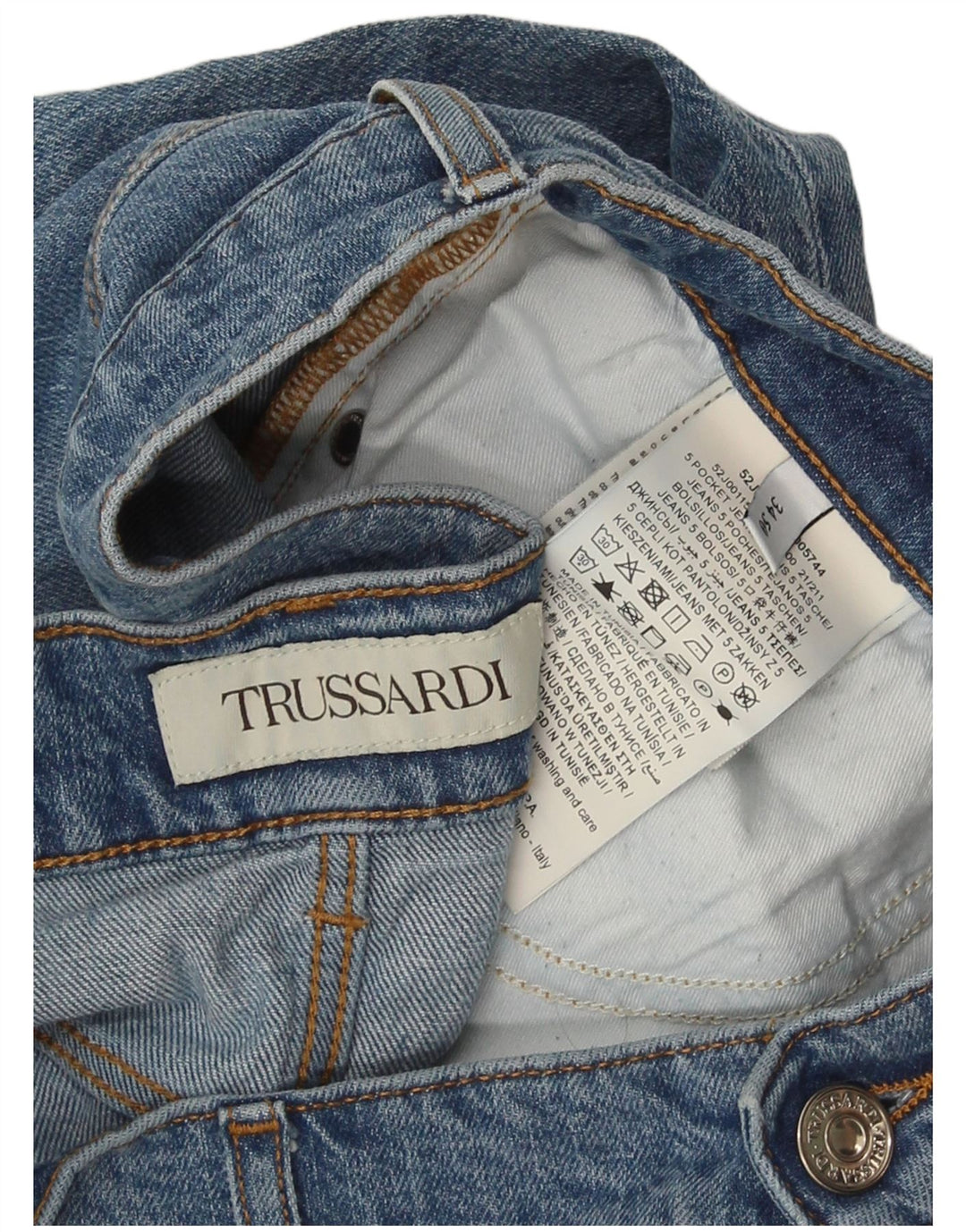 Trussardi Herren Distressed Slim Jeans W34 L31 Blau