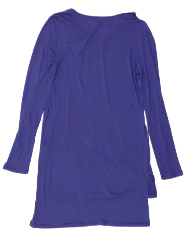 Benetton Womens Long Sleeve T-Shirt Dress UK 10 Small Blue Viscose