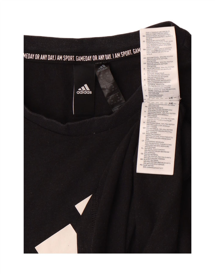 ADIDAS Womens Graphic T-Shirt Top UK 12/14 Medium Black Polyester Vintage Adidas and Second-Hand Adidas from Messina Hembry 