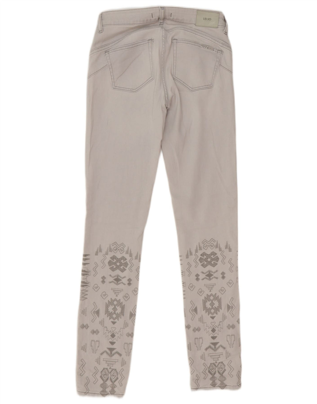 Liu Jo Damen Slim Jeans W28 L31 Grau Geometrisch