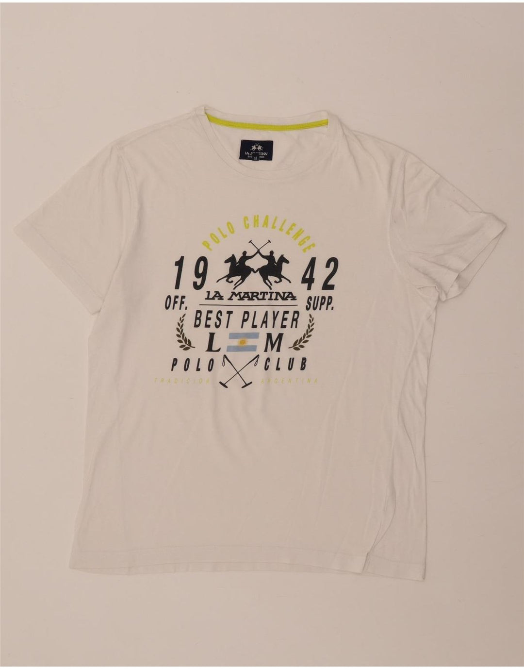 La Martina Herren-T-Shirt mit Grafik, Mittelweiß